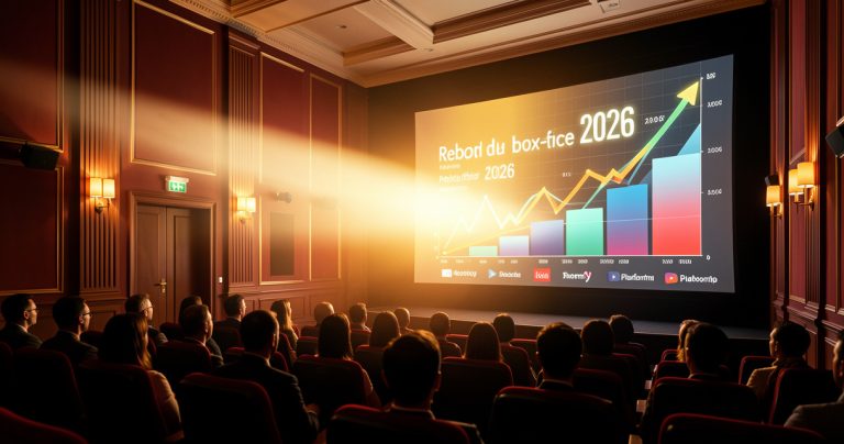 Salle de cinéma française en 2026 avec graphiques de croissance du box-office