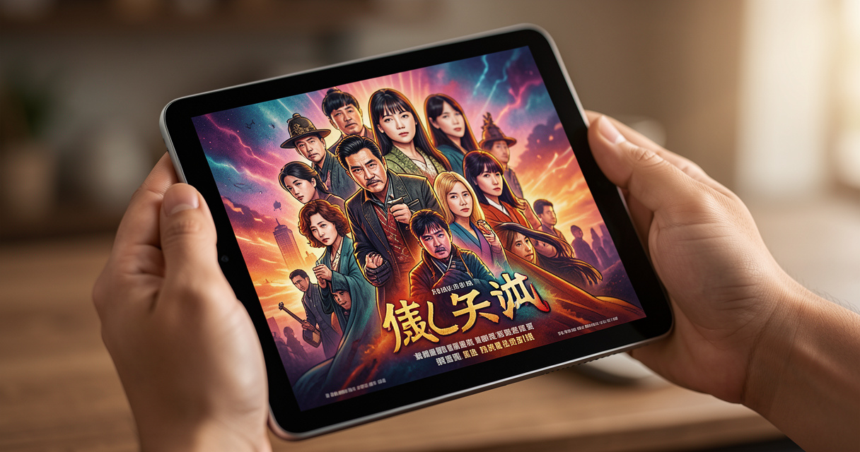 Tablette affichant un visuel de drama asiatique, symbole du streaming moderne de séries.