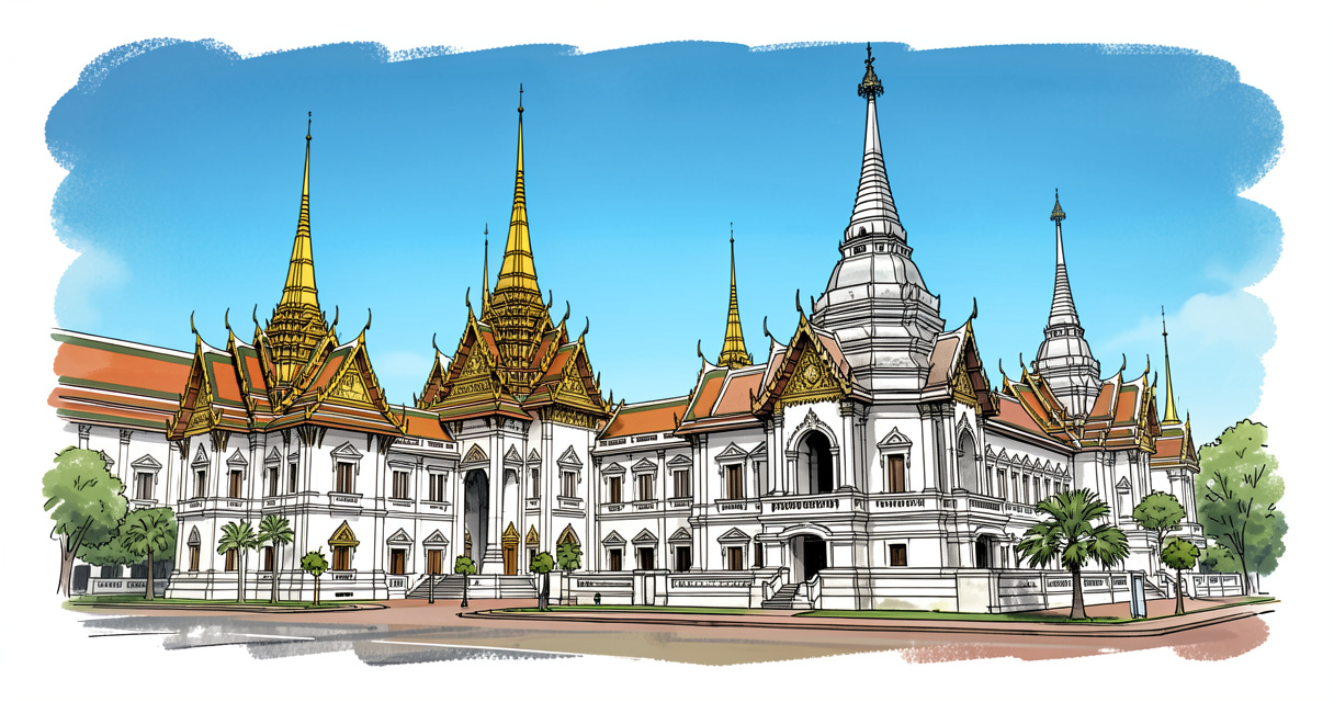 Vue du Palais Royal et de la Pagode d’Argent à Phnom Penh, symboles de l’héritage khmer