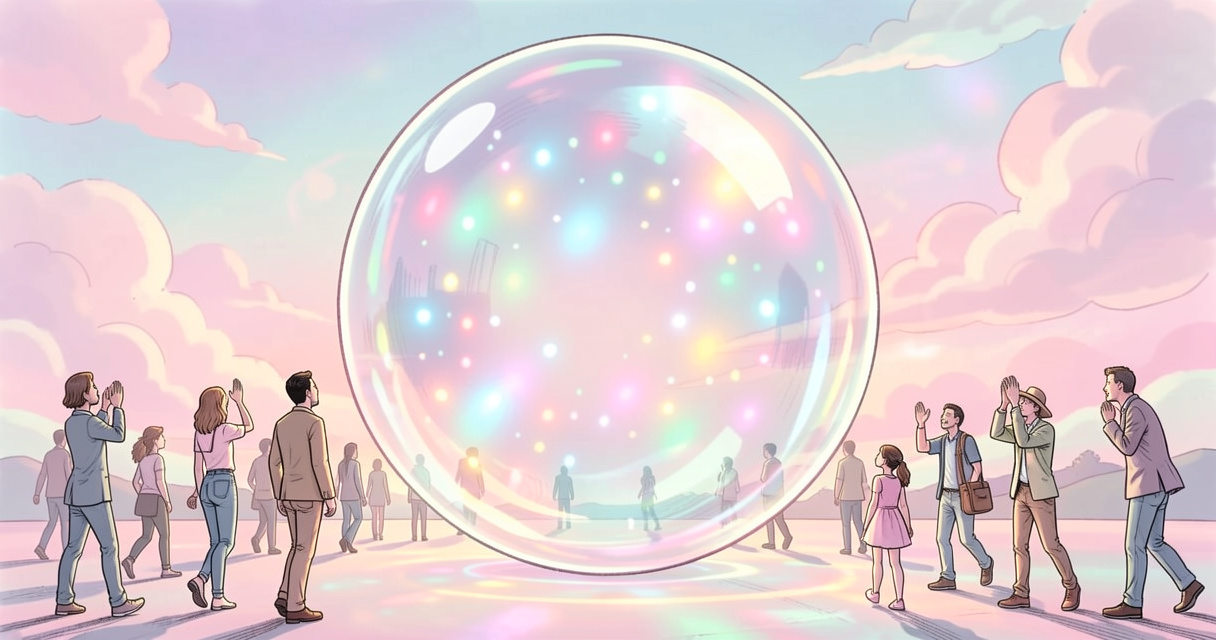 Grosse bulle transparente illuminée de lumières colorées dans l'expérience Bubble Planet Paris