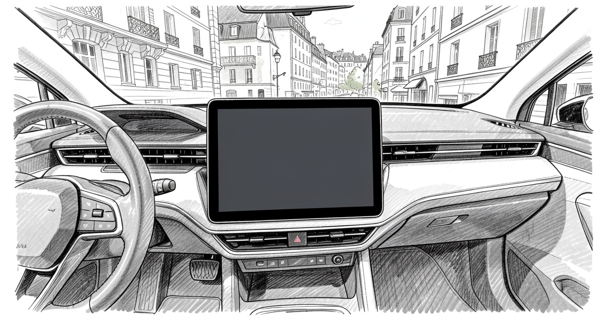 Tableau de bord d'une voiture électrique chinoise avec grand écran tactile et instrumentation numérique
