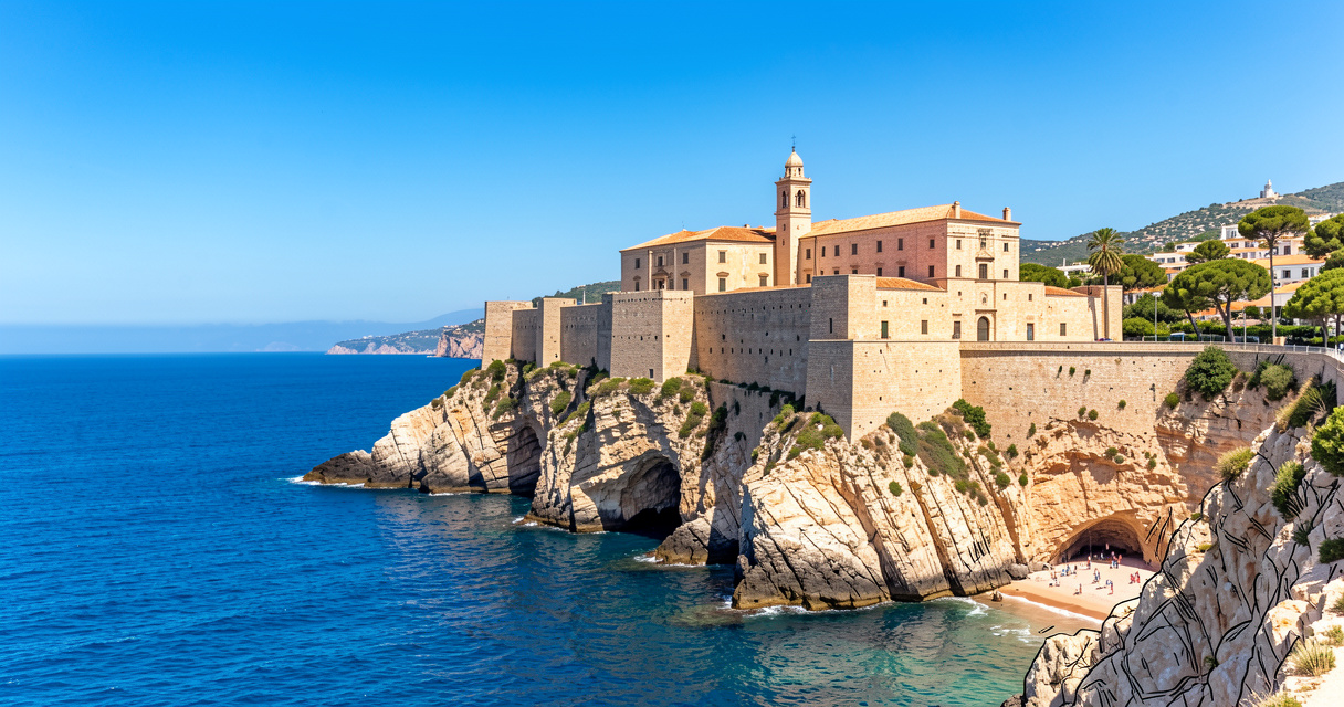 Vue panoramique du château de Santa Barbara sur la ville d'Alicante et la mer Méditerranée