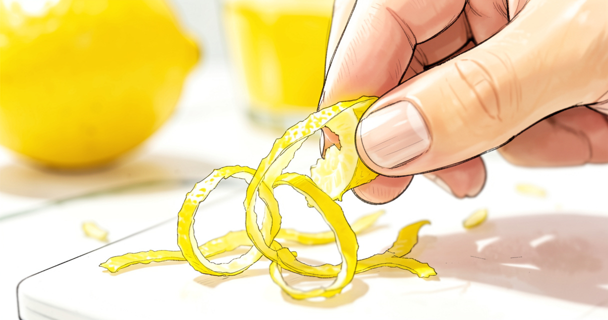 Écorce de citron bio pelée pour préparer une liqueur de limoncello maison
