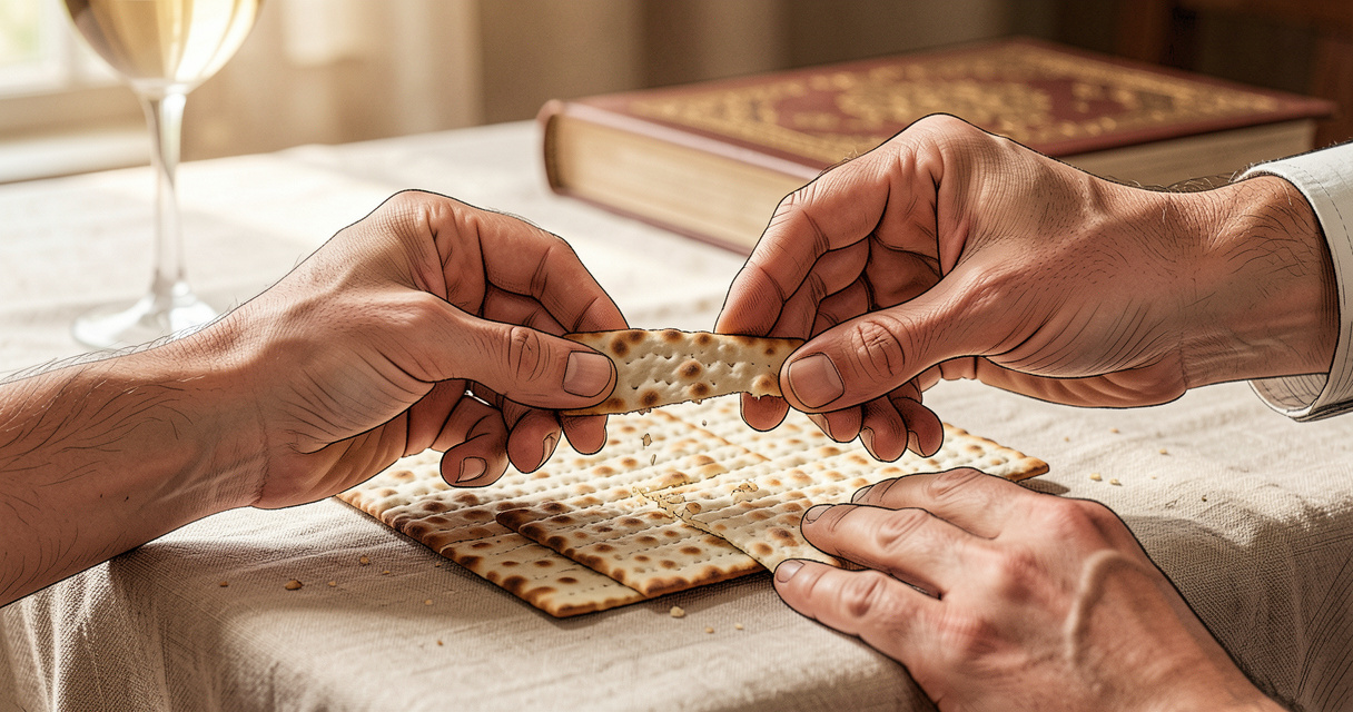 Matza et coupe de vin pour la Pâque juive de Pessah 2026