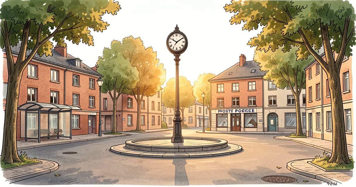 Place des 3 Horloges à Melun, carrefour du quartier Montaigu