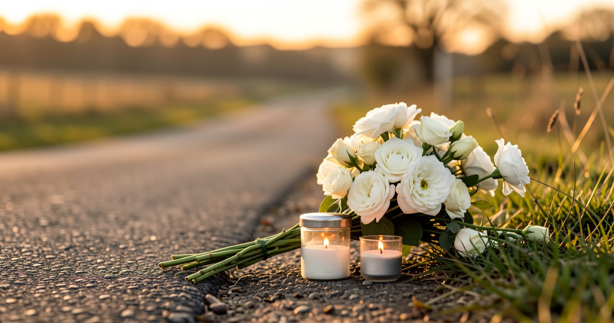Hommage en bord de route après un accident mortel de la route